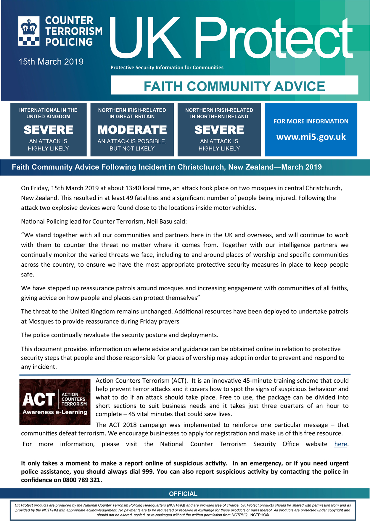 UK Protect - Advice to Faith C